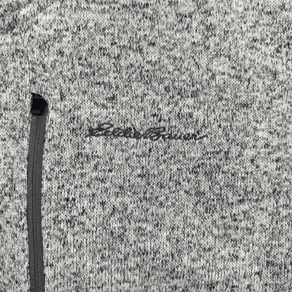 Eddie Bauer Sweater Adult EXTRA LARGE Heather Gray Fleece 1/4 Zip Thermal - Picture 4 of 7